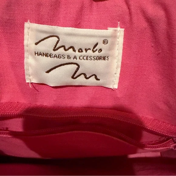 Vintage 1980’s Marlo Pink Floral Embroidered Woven Tote Bag Purse - Picture 10 of 14